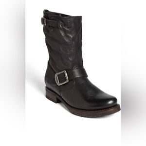 Frye Veronica Women’s 10B Short Slouch Leather Black Biker Riding Work Boots Y2K